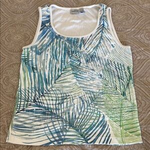 Chico's Blue and Green Tropical Tank Top with Sequins